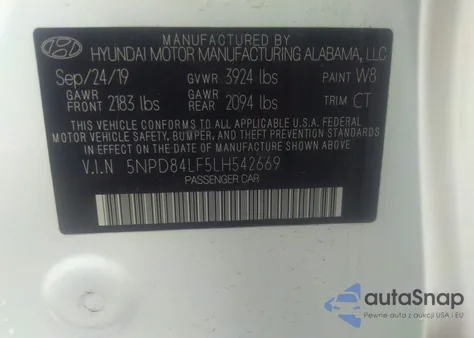 2020 Hyundai Elantra Sel from USA, damaged, VIN 5NPD84LF5LH542669